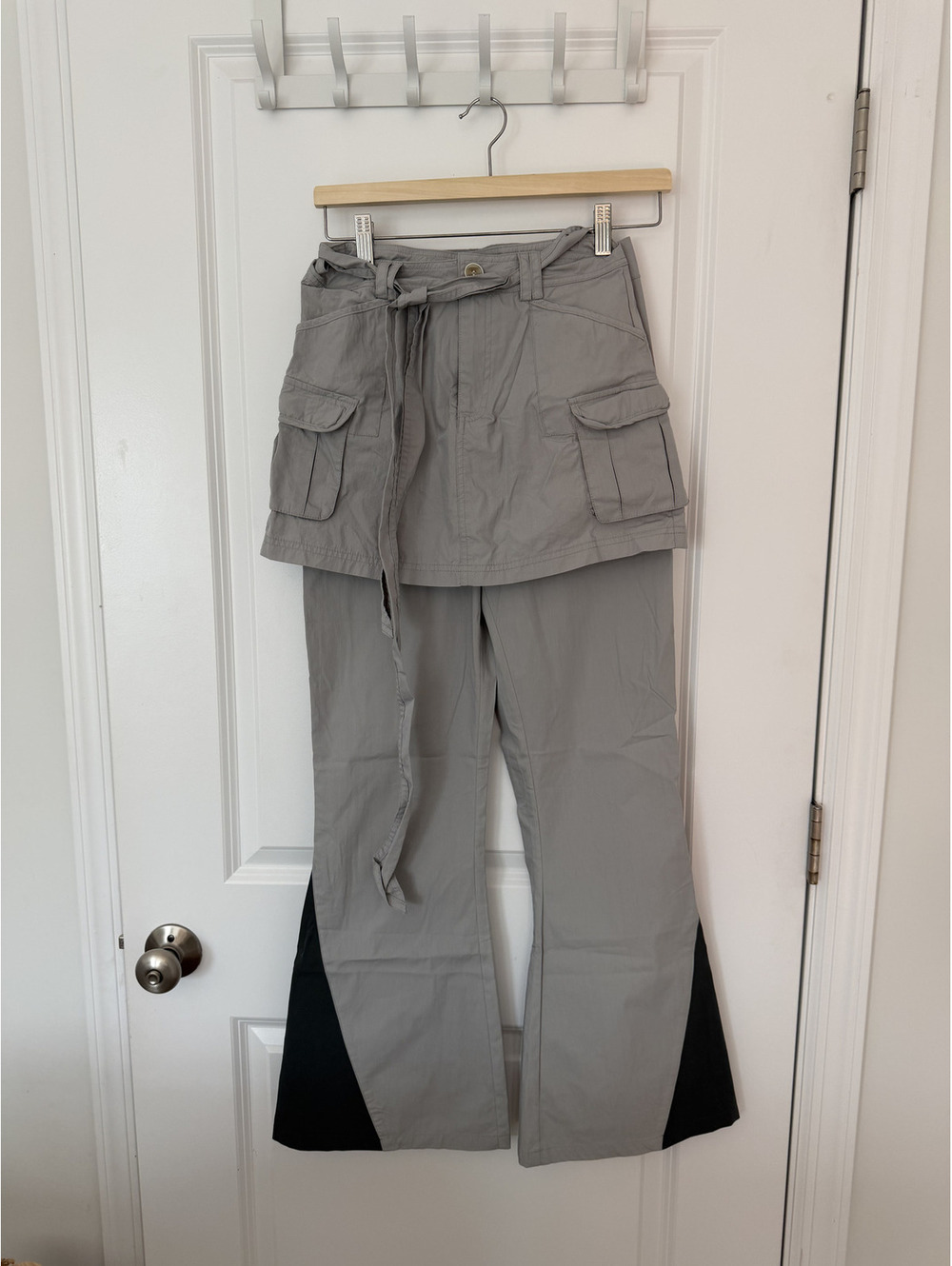 ASG Project Gray Cargo Skirt-Pants Hybrid with Black Panel Accents